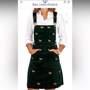 Kiel James Patrick Forest Green dress with golden retriever Dog Embroidery